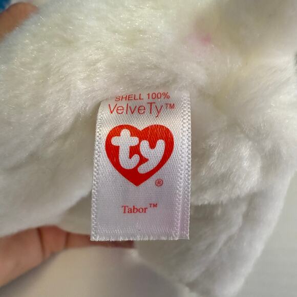 TY Beanie Boo Tabor 6” White Pink Tiger Plush EUC - Picture 5 of 5
